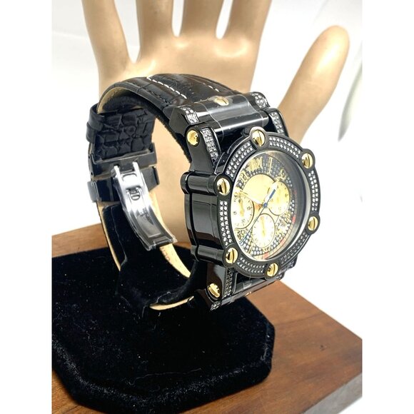 JBW Men's Watch JB-6215-10B 10 YR Anniversary Phantom 1.96ctw Diamond Quartz - Picture 15 of 15